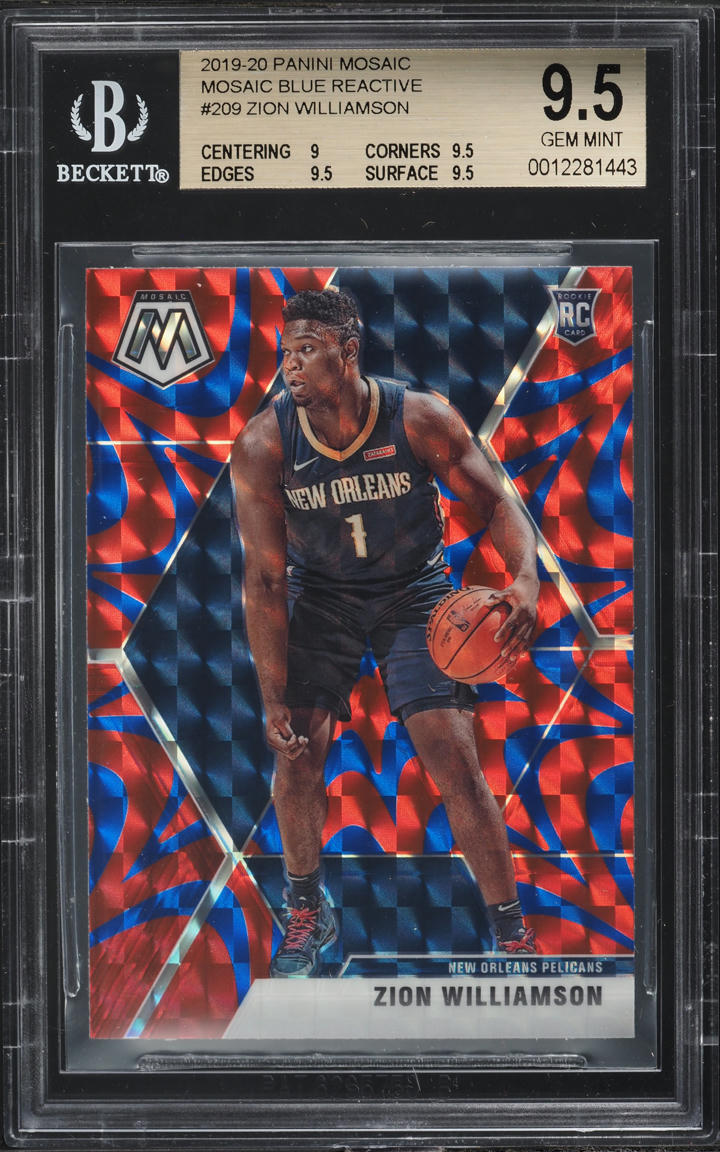 2019 Panini Mosaic Reactive Blue Zion Williamson ROOKIE #209 BGS