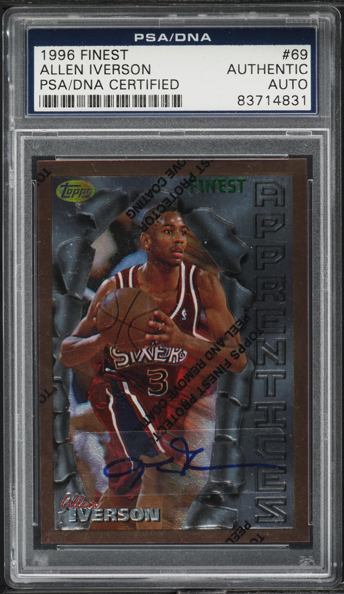 1996 Finest Basketball w/ Coating Allen Iverson ROOKIE AUTO #69 PSA/DNA AUTH