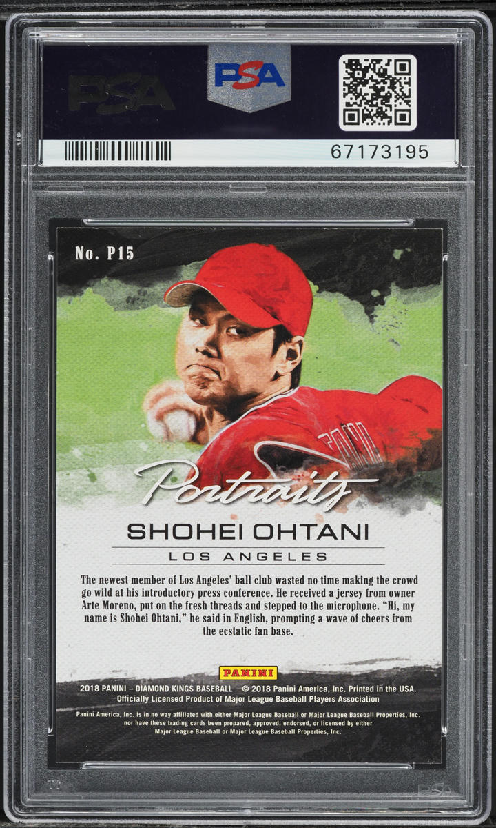 2018 Panini Diamond Kings Portraits Shohei Ohtani ROOKIE #P15 PSA 9 MINT