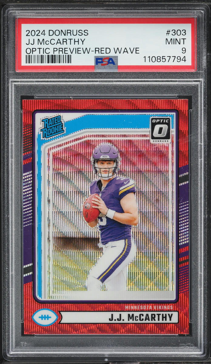 2024 Panini Donruss Optic Preview Red Wave JJ McCarthy ROOKIE #303 PSA 9 MINT