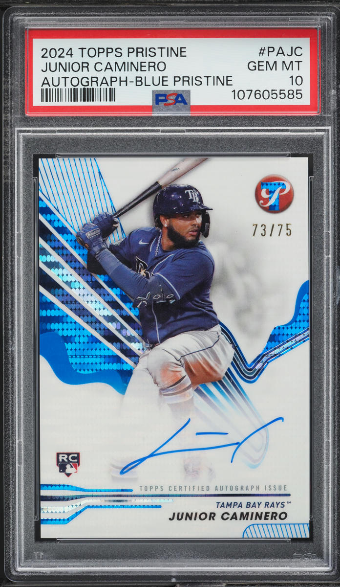 2024 Topps Pristine Blue Junior Caminero ROOKIE AUTO /75 #PAJC PSA 10 GEM MINT