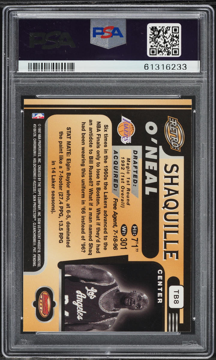 1996 Bowman's Best Retro Shaquille O'Neal #TB8 PSA 10 GEM MINT