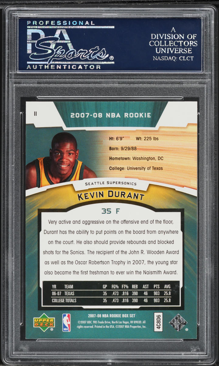 2007 Upper Deck Box Set Kevin Durant ROOKIE #11 PSA 10 GEM MINT