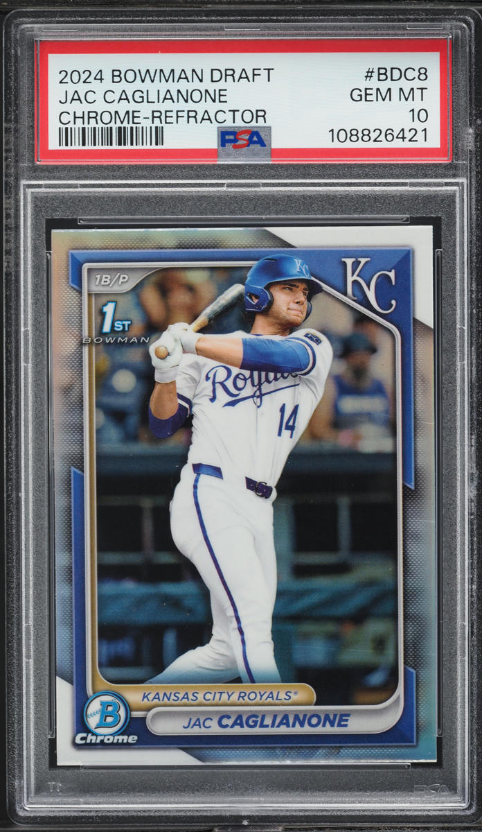 2024 Bowman Draft Chrome Refractor Jac Caglianone #BDC8 PSA 10 GEM MINT