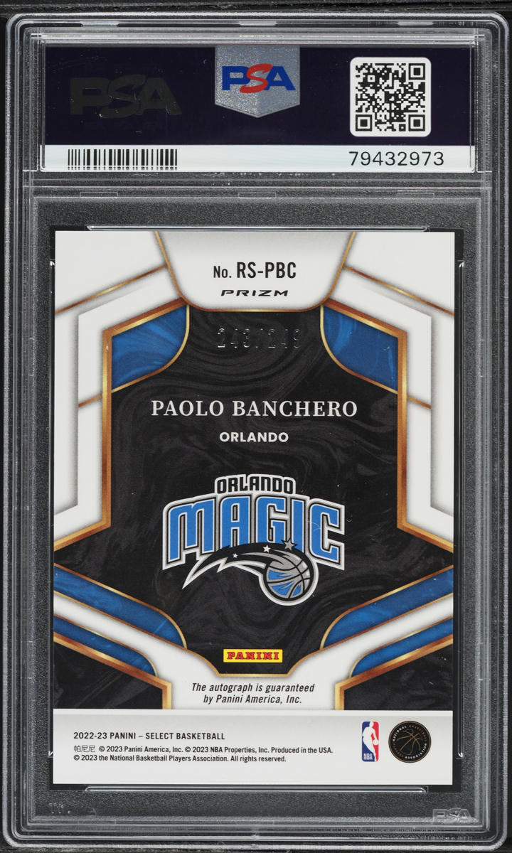 2022 Select Signatures Paolo Banchero ROOKIE AUTO /249 #RSPBC PSA 10 GEM MINT