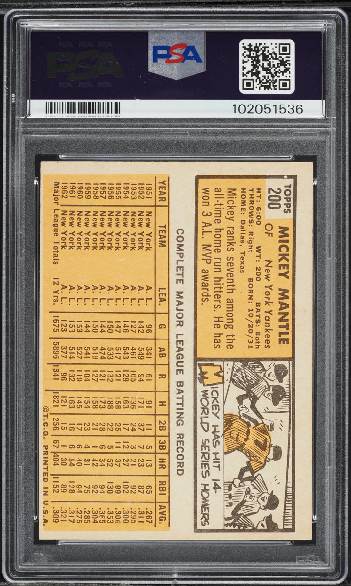 1963 Topps Mickey Mantle #200 PSA 4 VGEX