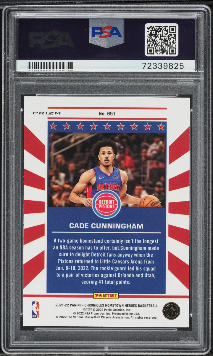 2021 Panini Chronicles Silver Cade Cunningham ROOKIE #651 PSA 10 GEM MINT