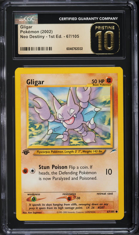 2000 Pokemon Neo Genesis 1st Edition Gligar #67 CGC 10 PRISTINE