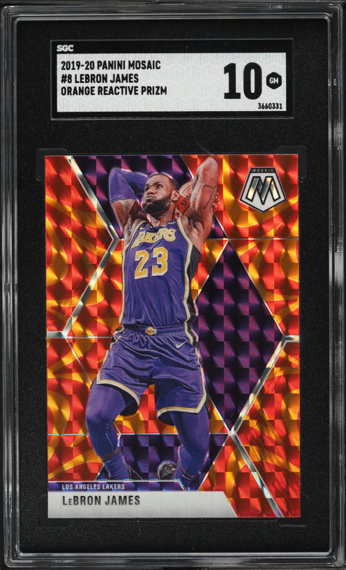 2019 Panini Mosaic Orange Reactive Prizm LeBron James #8 SGC 10