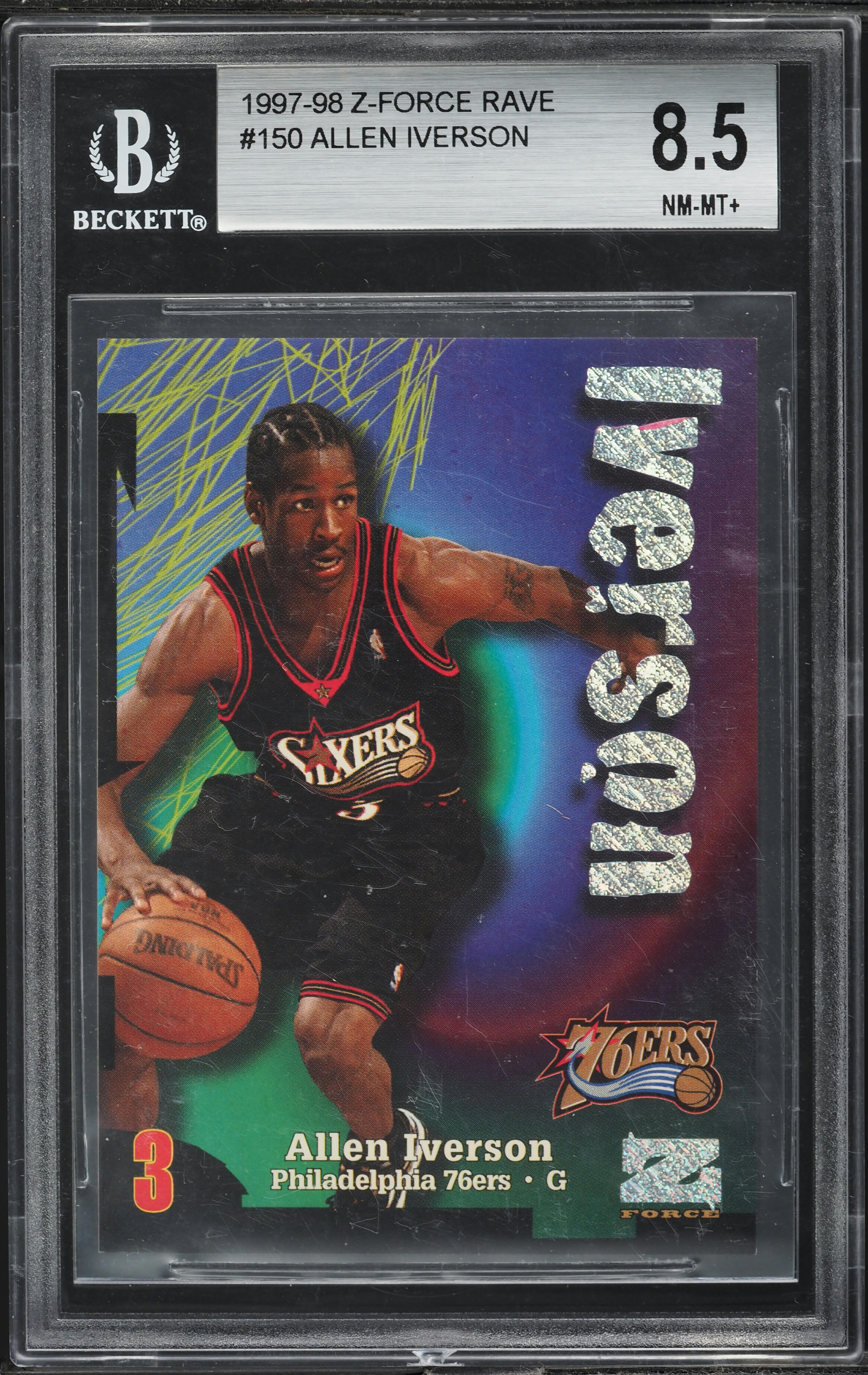 1997 Skybox Z-Force Rave Allen Iverson /399 #150 BGS 8.5 NM-MT+ on