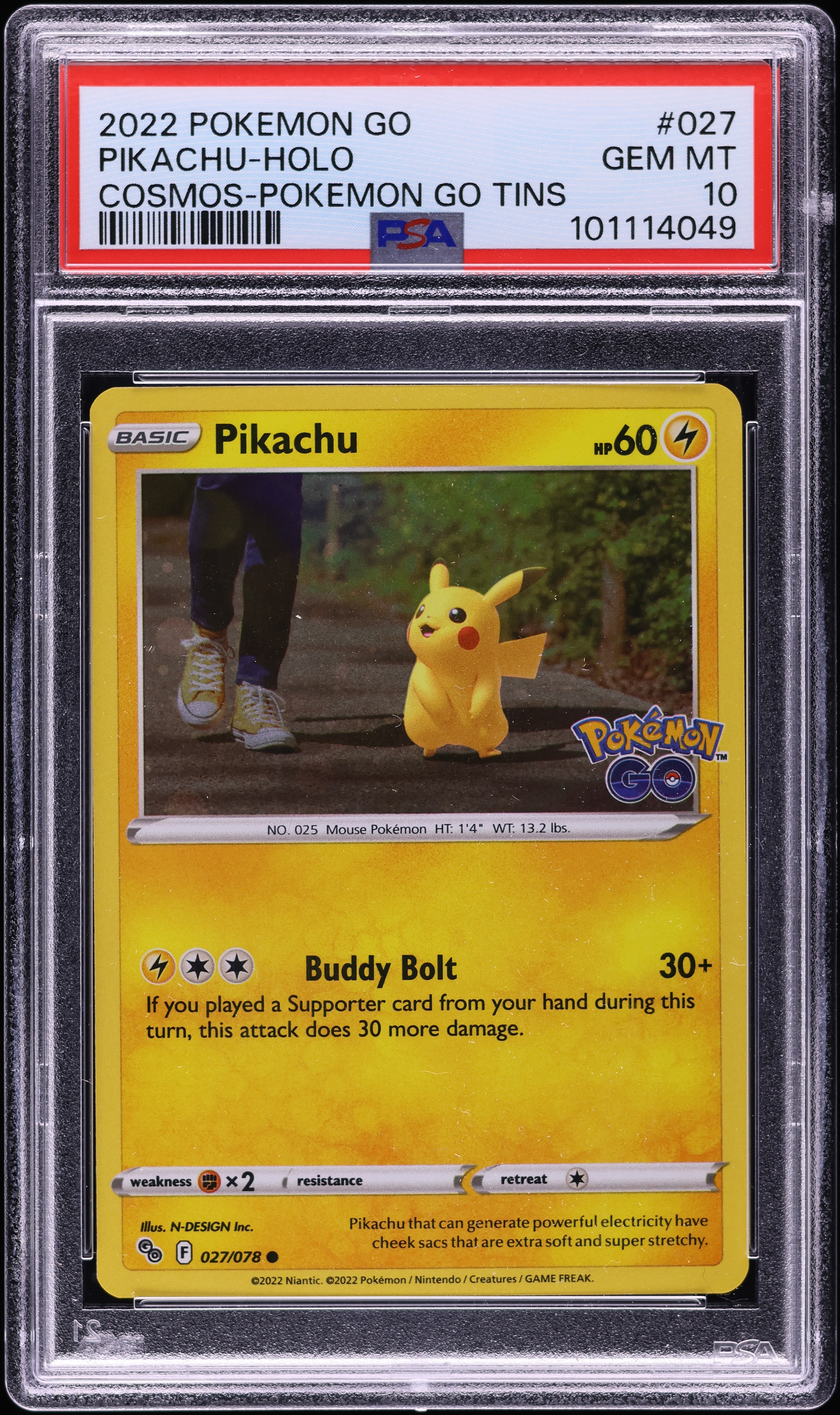 2022 Pokemon Sword & Shield Pokemon GO Tins Holo Pikachu #27 PSA