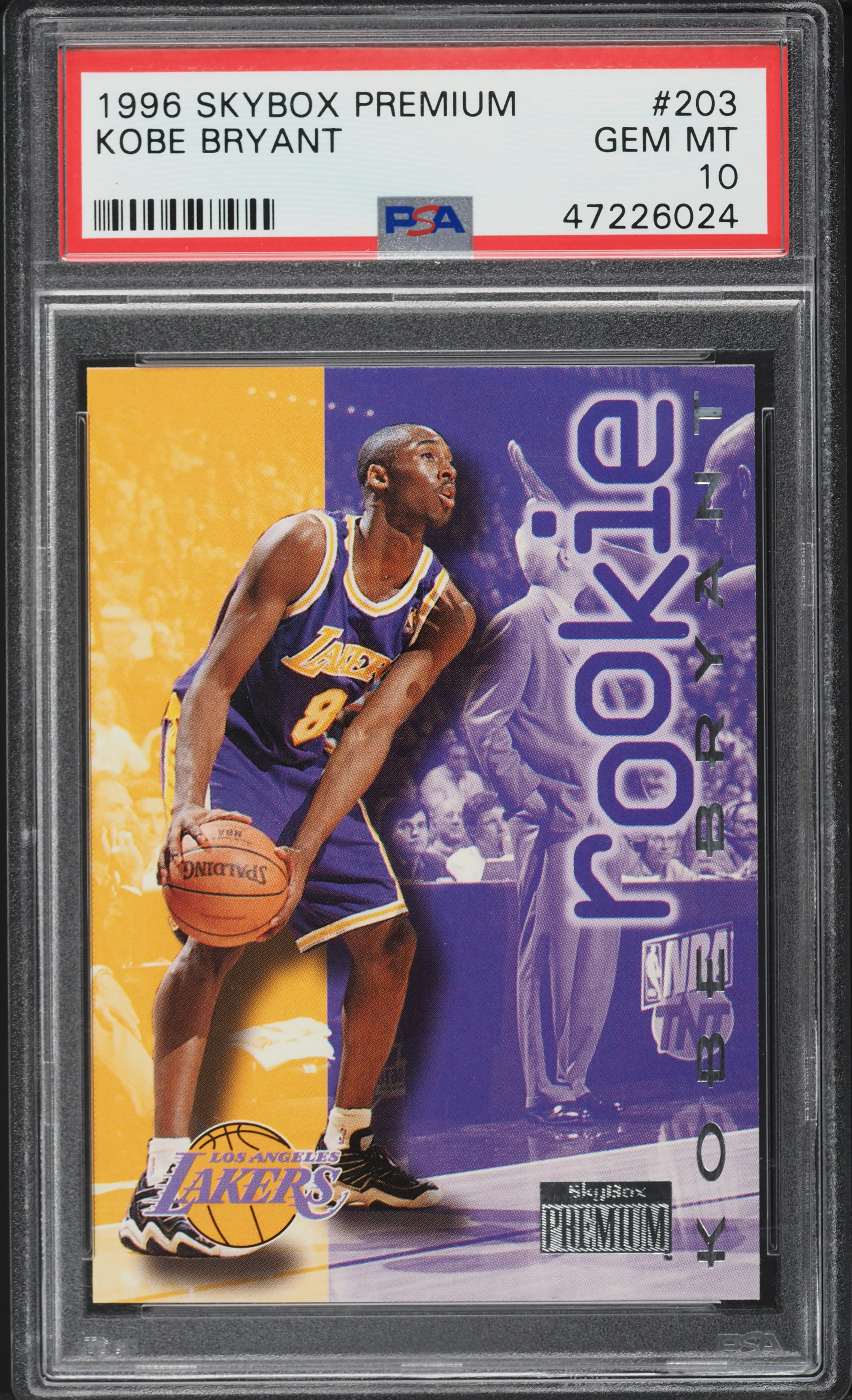 1996 Skybox Premium Kobe Bryant ROOKIE #203 PSA 10 GEM MINT on