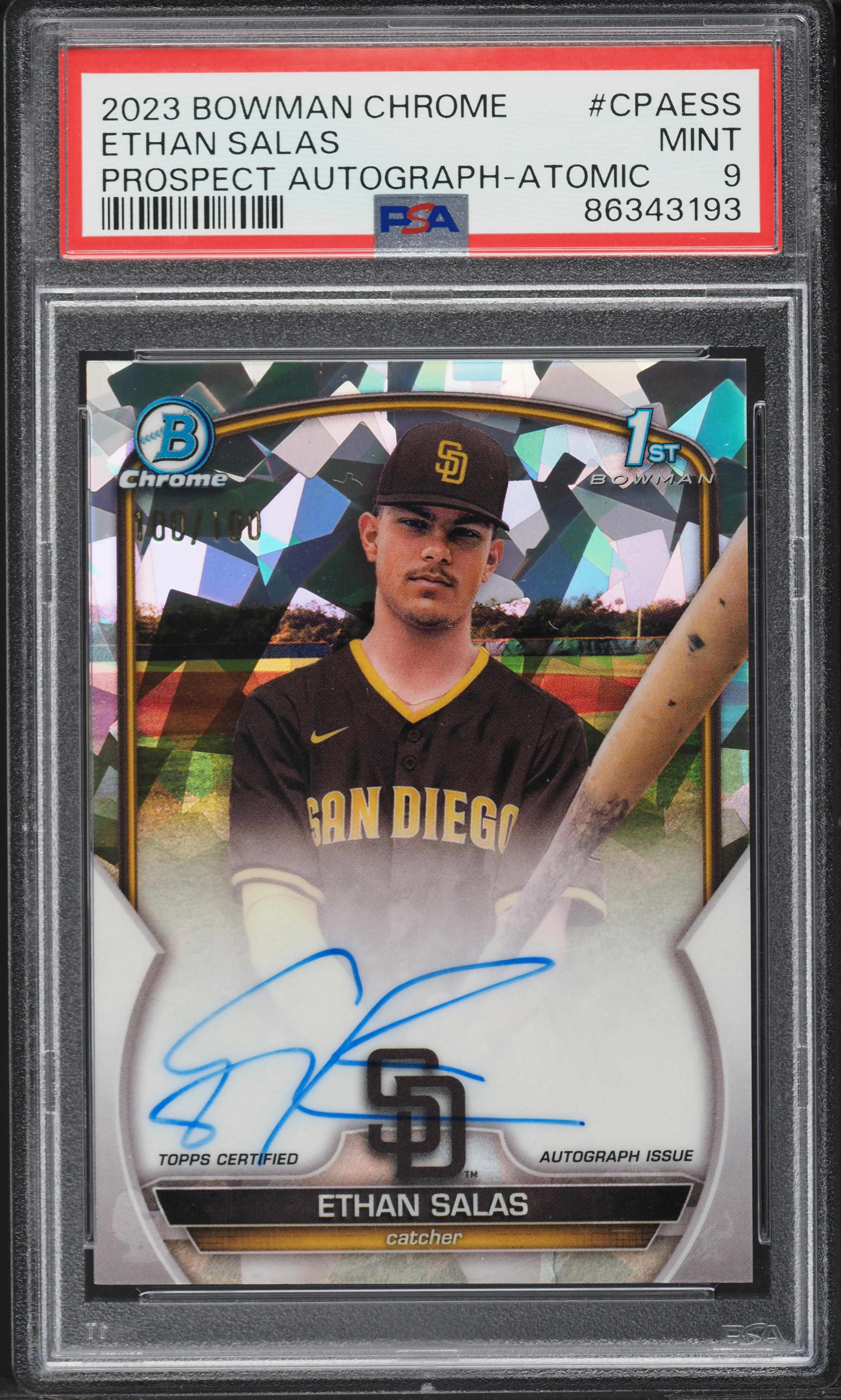 2023 Bowman Chrome Atomic Refractor Ethan Salas PROSPECT AUTO /100