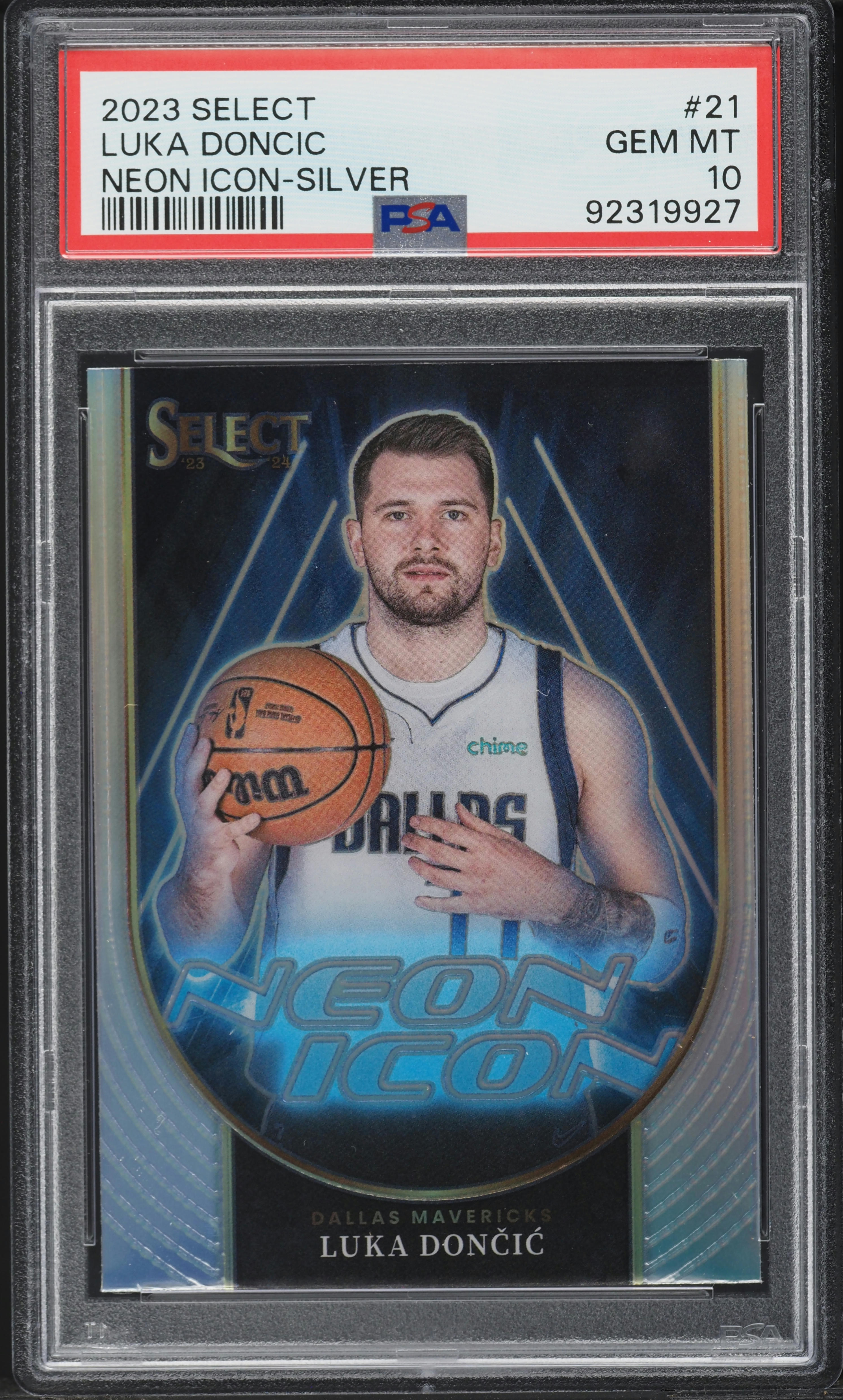 2023 Select Neon Icon Silver Prizm Luka Doncic #21 PSA 10 GEM MINT
