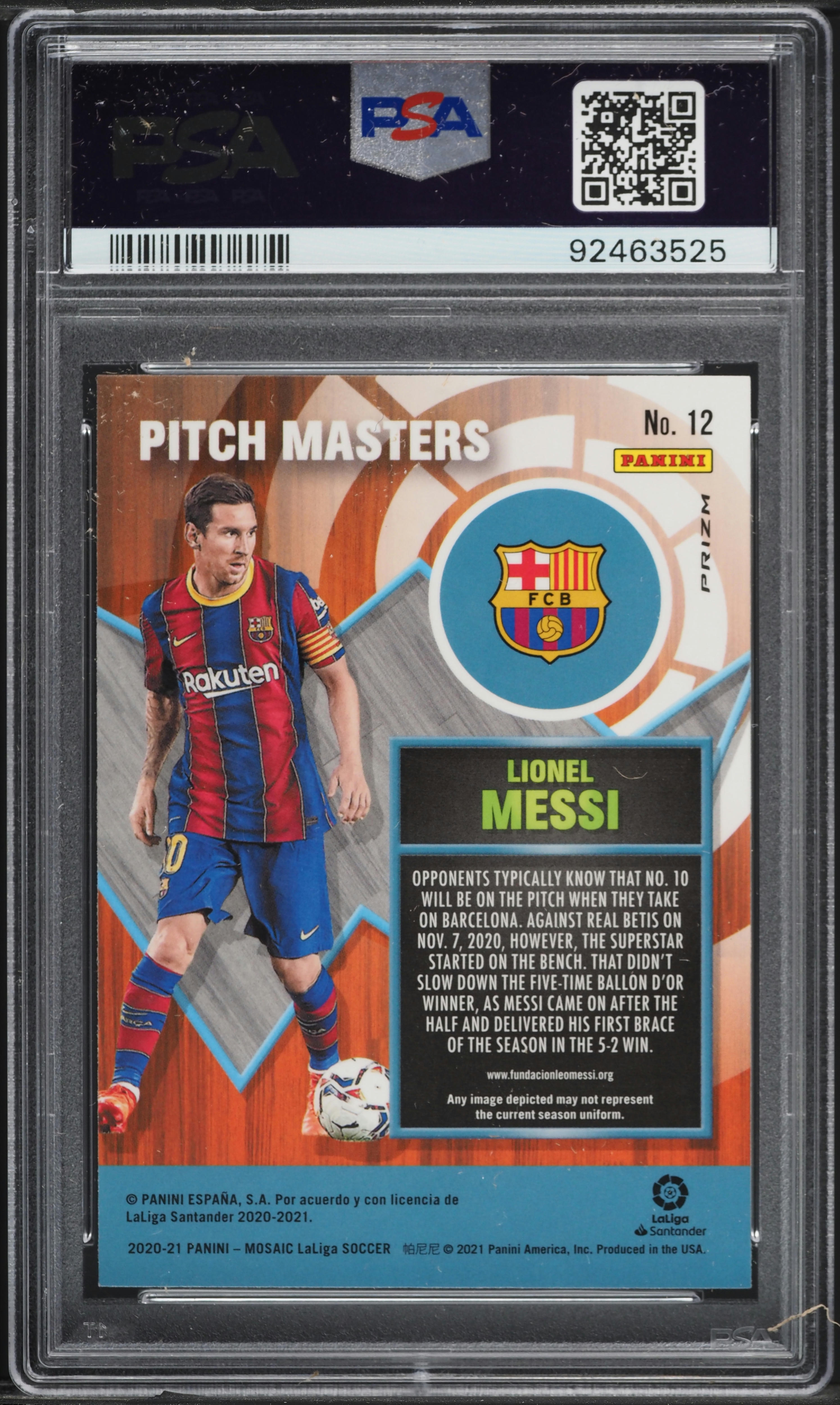 2020 Panini Mosaic La Liga Pitch Masters Prizm Lionel Messi #12
