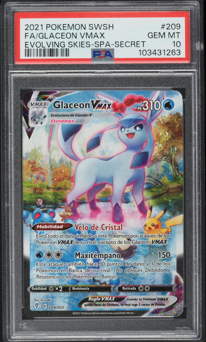 2021 Pokemon Spanish SWSH Evolving Skies Alt Art Glaceon VMAX #209 PSA 10  on Fanatics Collect