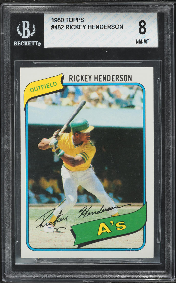 1980 Topps Rickey Henderson ROOKIE #482 BVG 8 NM-MT on Fanatics 