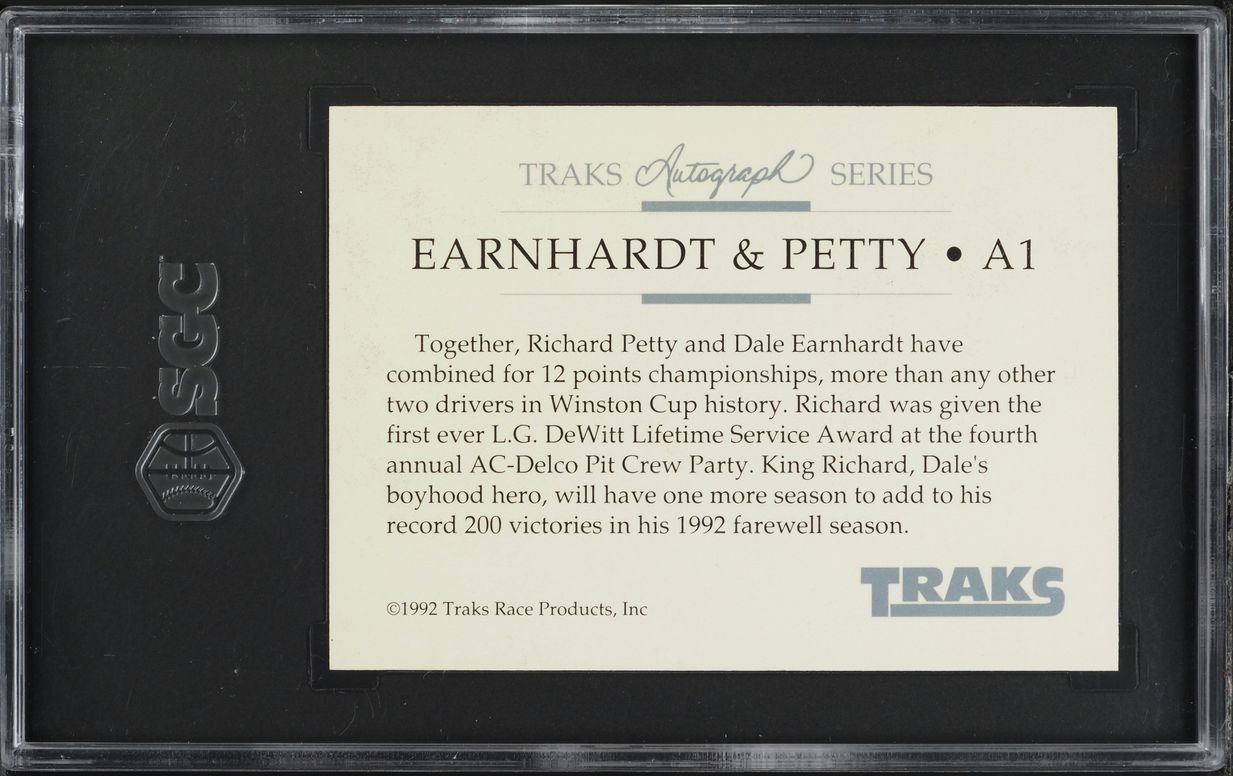 1992 Traks Dual Dale Earnhardt & Richard Petty AUTO #A1 SGC 8 NM-MT