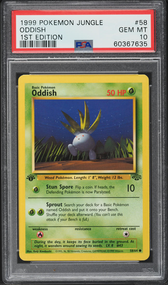1999 Pokemon Jungle 1st Edition Oddish #58 PSA 10 GEM MINT on Fanatics Collect 1999 Pokemon Jungle 1st Edition Oddish #58 PSA 10 GEM MINT on Fanatics Collect