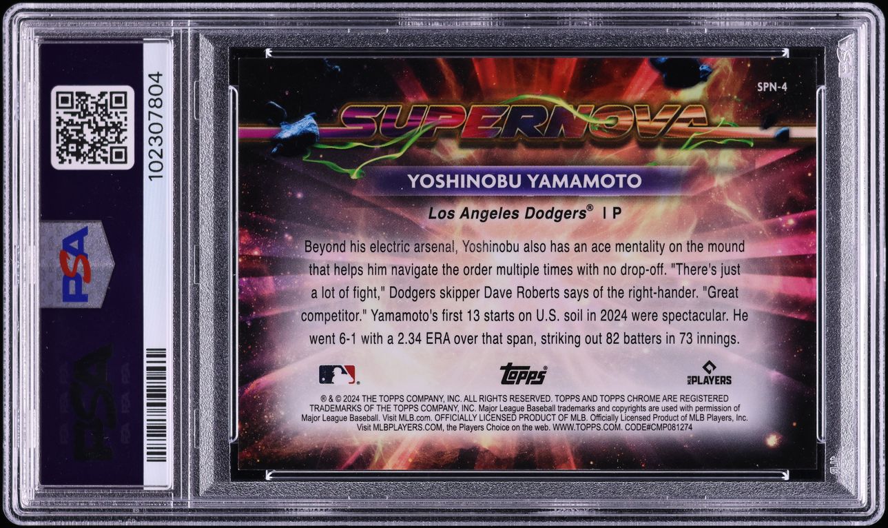 2024 Topps Chrome Cosmic Supernova Flare Red Yoshinobu Yamamoto RC