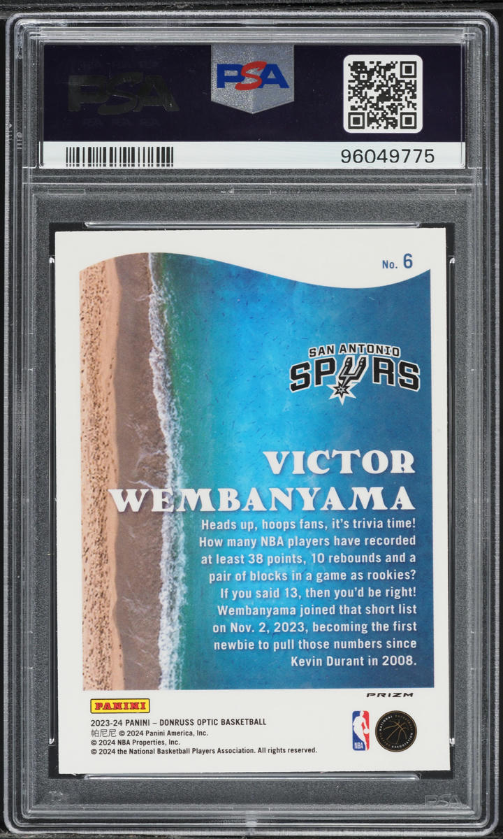 2023 Donruss Optic Splash! Holo Victor Wembanyama ROOKIE #6 PSA 10 GEM MINT