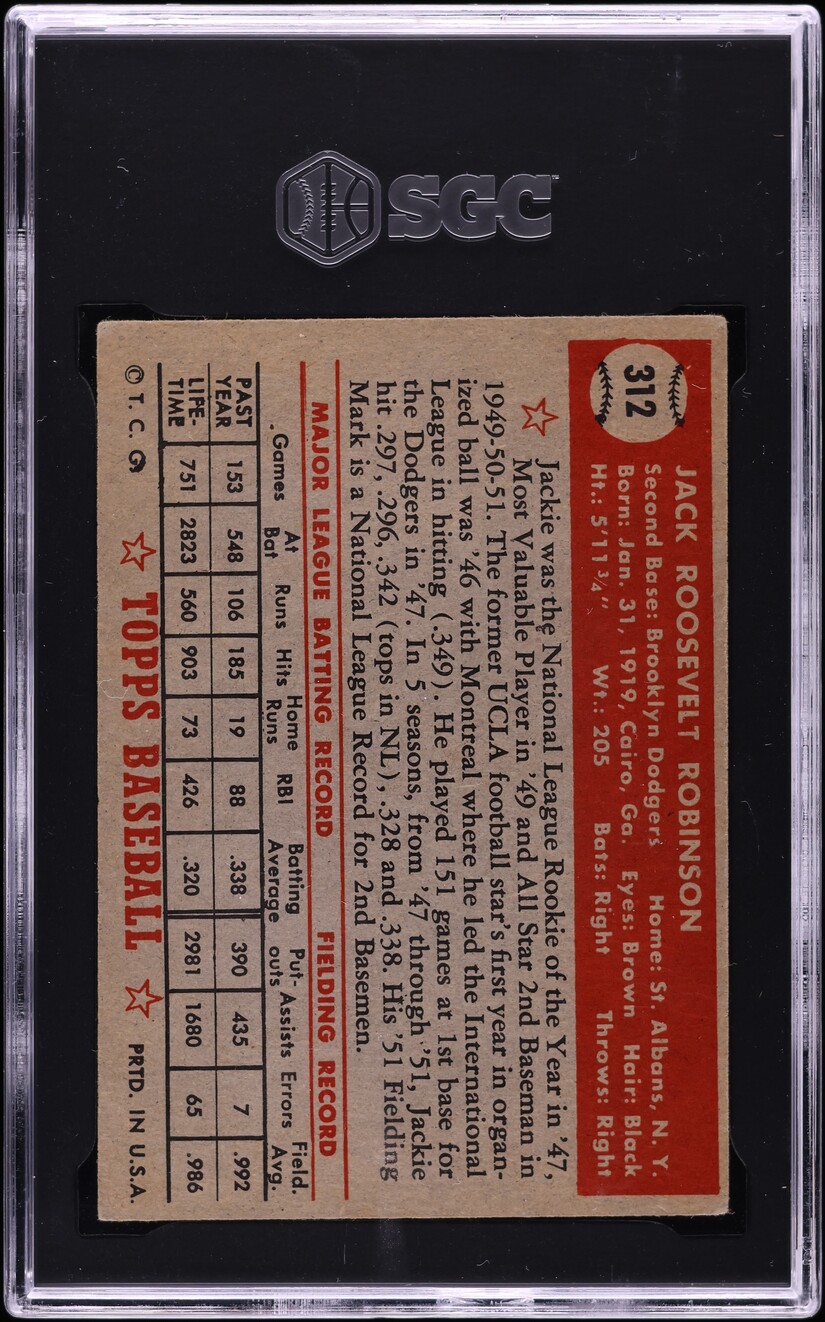 1952 Topps Jackie Robinson #312 SGC 4 VGEX