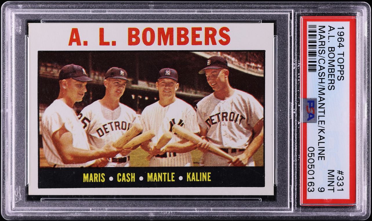 1964 Topps Mickey Mantle Roger Maris Al Kaline AL BOMBERS #331 PSA 9 MINT