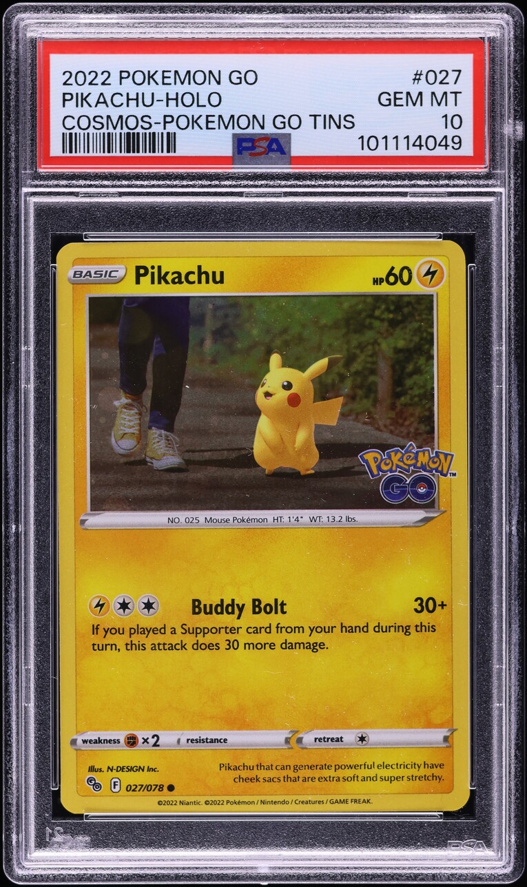 2022 Pokemon Sword & Shield Pokemon GO Tins Holo Pikachu #27 PSA