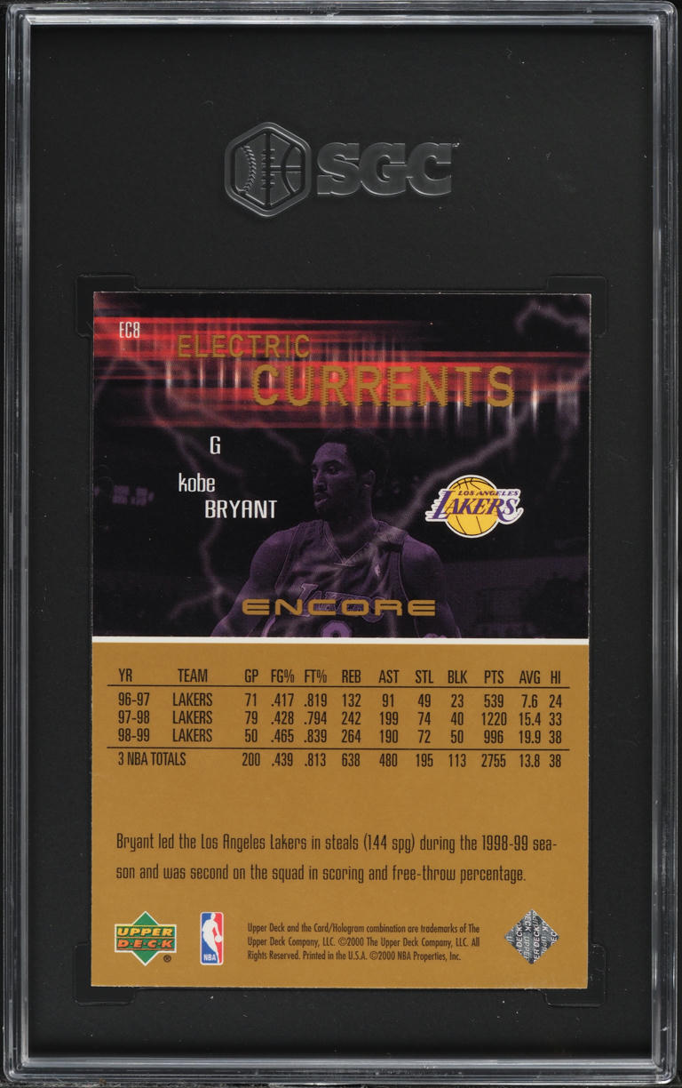 1999 Upper Deck Encore Electric Currents Kobe Bryant #EC8 SGC 9 MINT