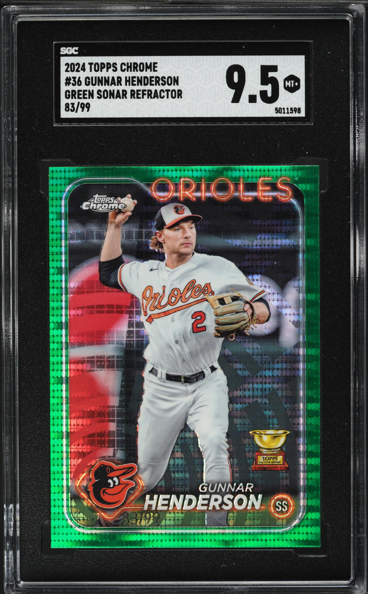 2024 Topps Chrome Green Sonar Refractor Gunnar Henderson /99 #36 SGC 9.5 MINT+