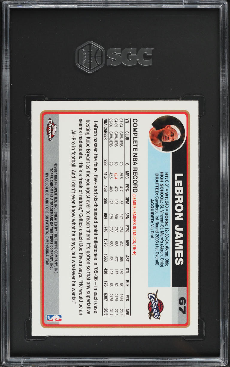 2006 Topps Chrome LeBron James #67 SGC 9 MINT