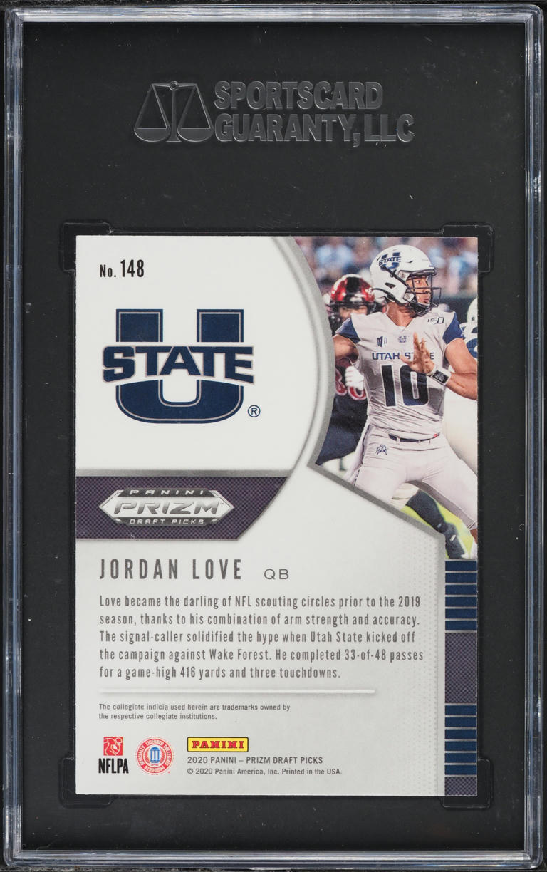 2020 Panini Prizm Draft Picks Jordan Love ROOKIE #148 SGC 10 GEM MINT