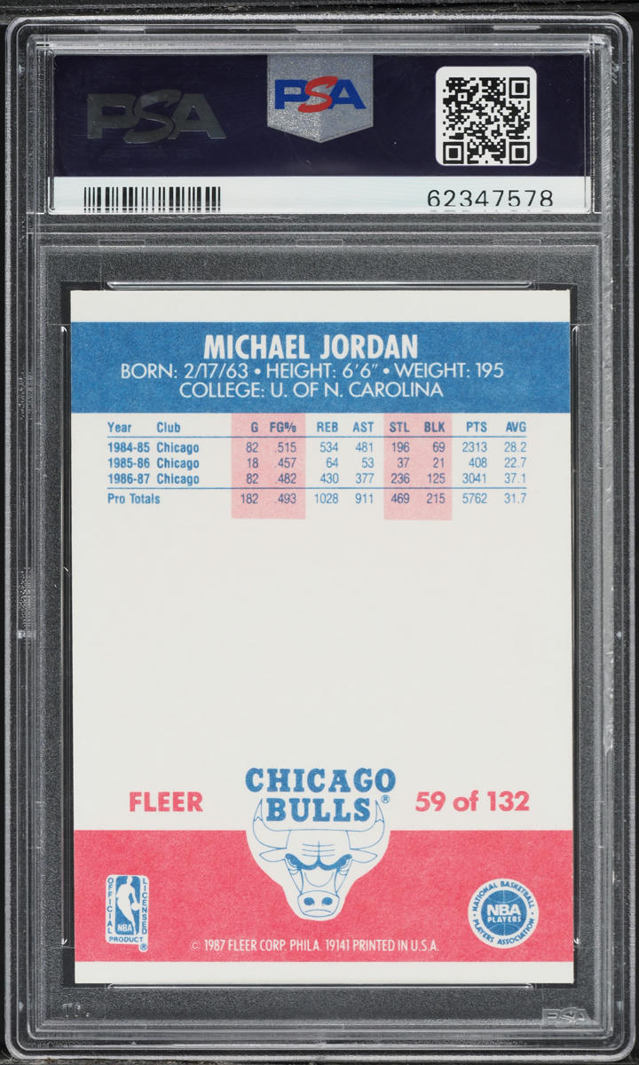 1987 Fleer Basketball Michael Jordan #59 PSA 8.5 NM-MT+