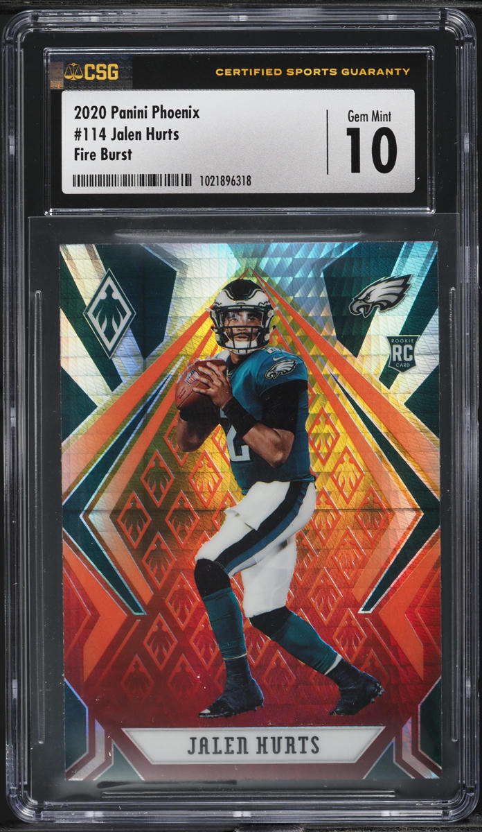 2020 Panini Phoenix Fire Burst Jalen Hurts ROOKIE #114 CSG 10 GEM MINT