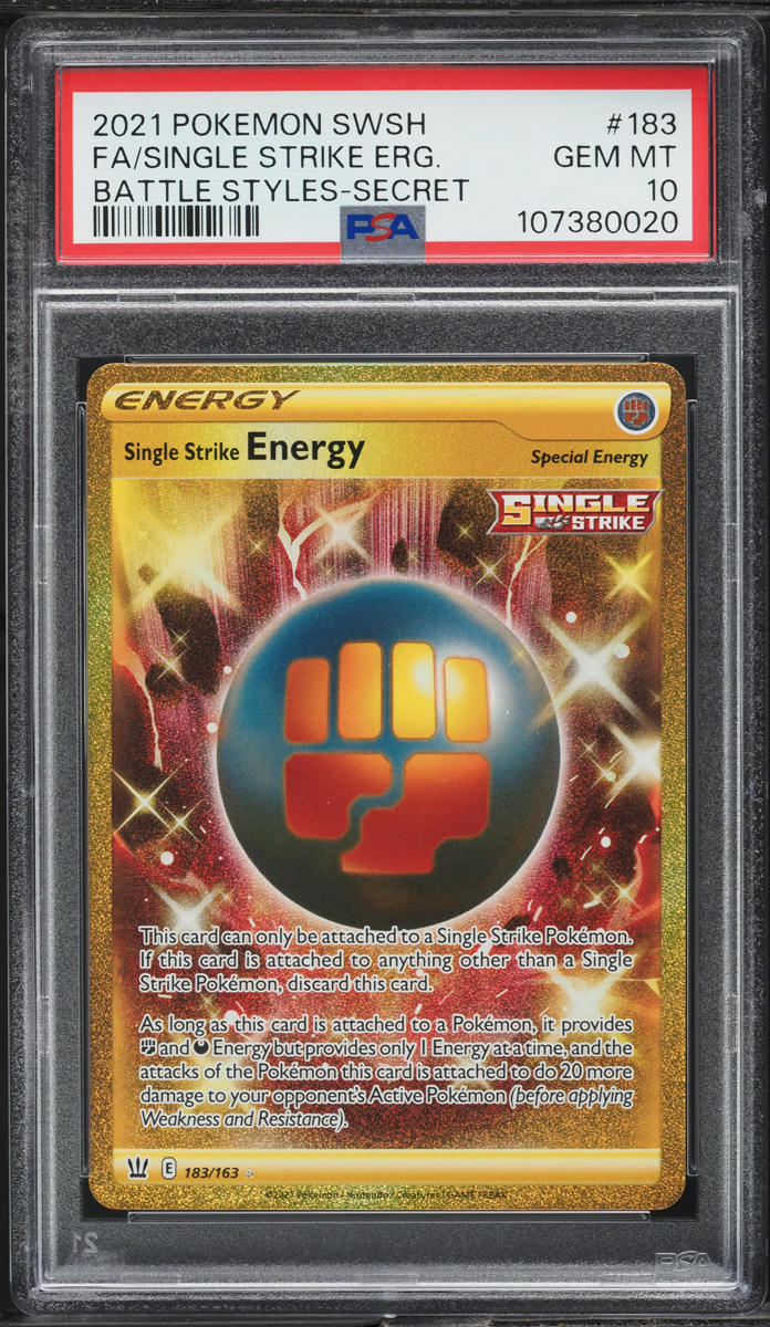 2021 Pokemon SWSH Battle Styles Hyper Rare Single Strike Energy #183 PSA 10 GEM