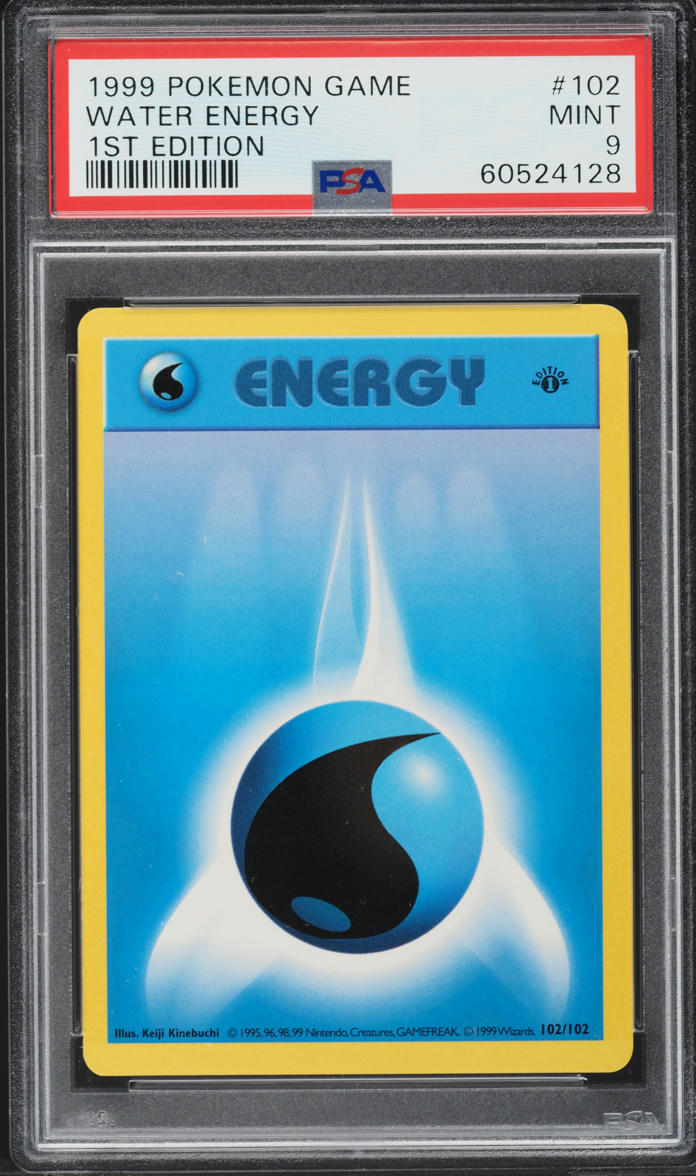 1999 Pokemon Base Set Shadowless 1st Edition Water Energy #102 PSA 9 MINT