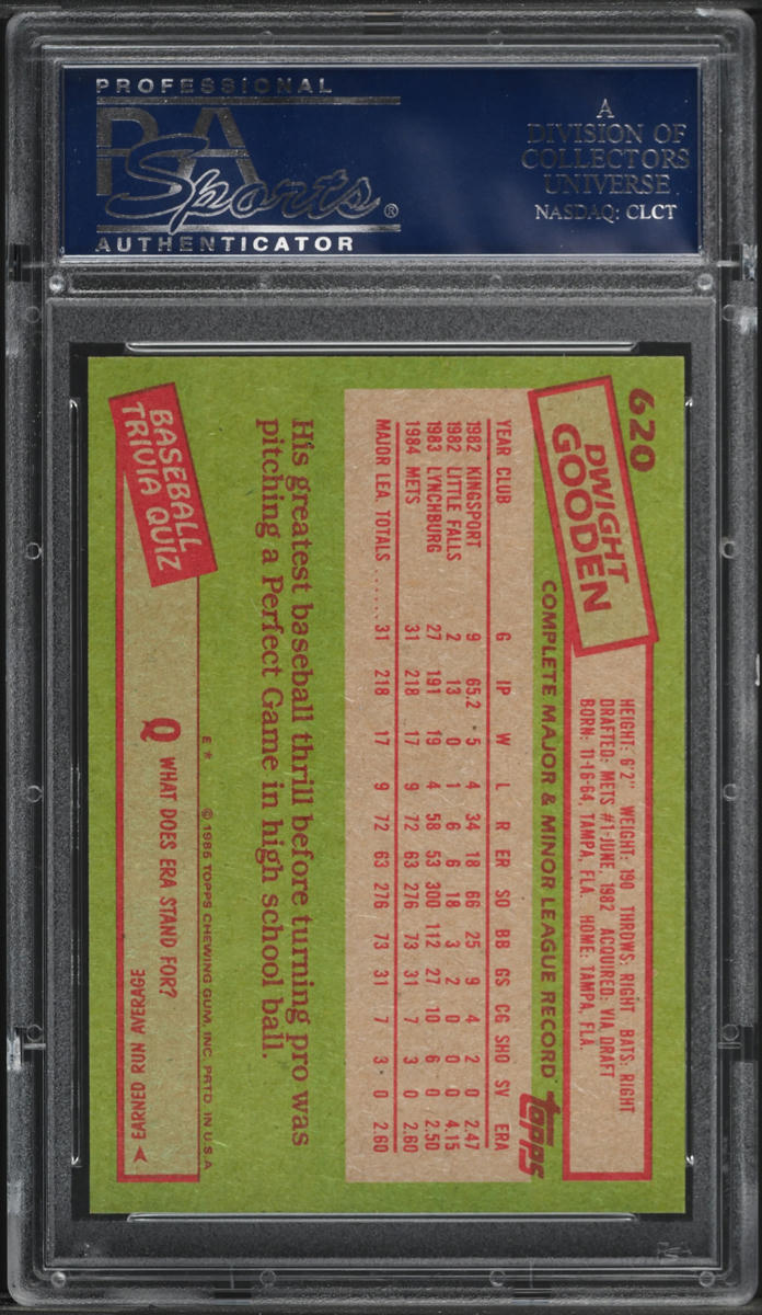 1985 Topps Dwight Gooden ROOKIE #620 PSA 10 GEM MINT