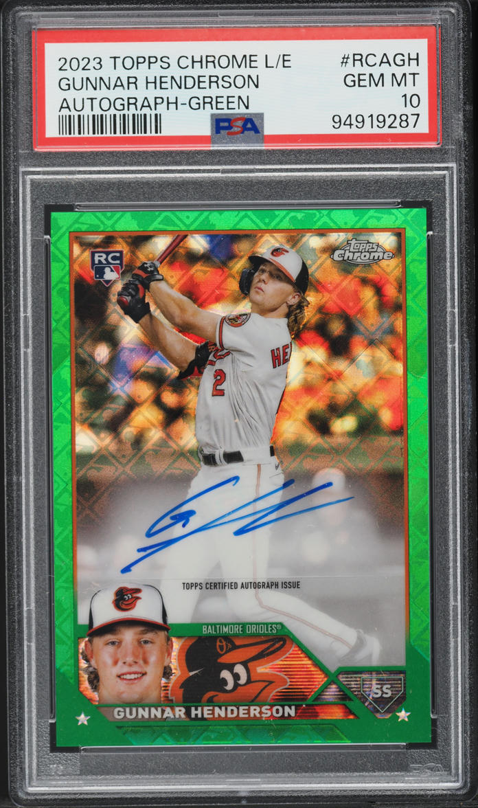 2023 Topps Chrome Logofractor Green Gunnar Henderson RC AUTO /99 PSA 10 GEM MINT
