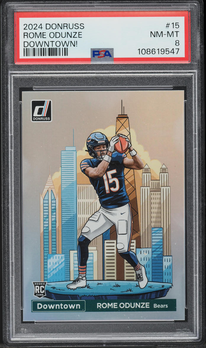 2024 Donruss Downtown Rome Odunze ROOKIE #15 PSA 8 NM-MT