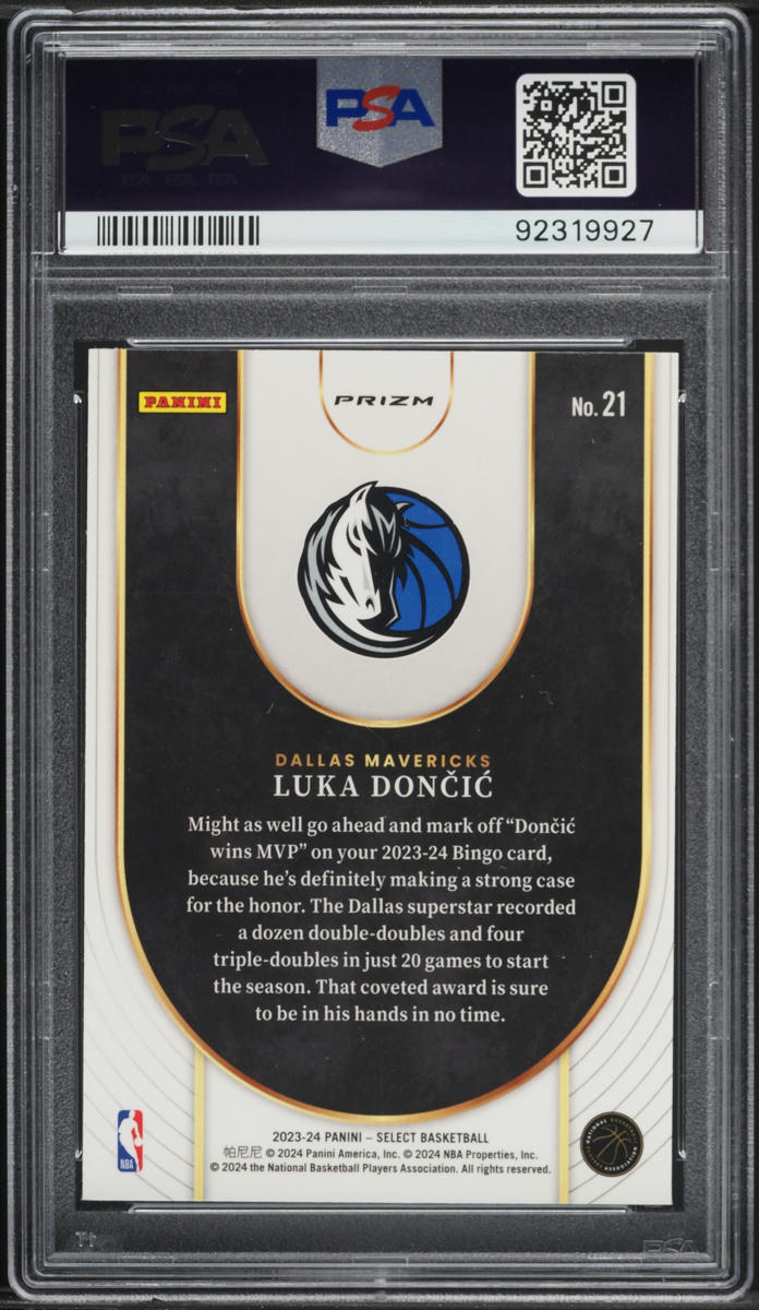 2023 Select Neon Icon Silver Prizm Luka Doncic #21 PSA 10 GEM MINT