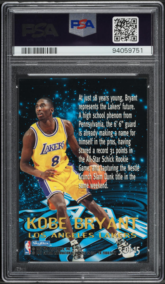 1996 Skybox E-X2000 Star Date 2000 Kobe Bryant ROOKIE #3 PSA 8 NM