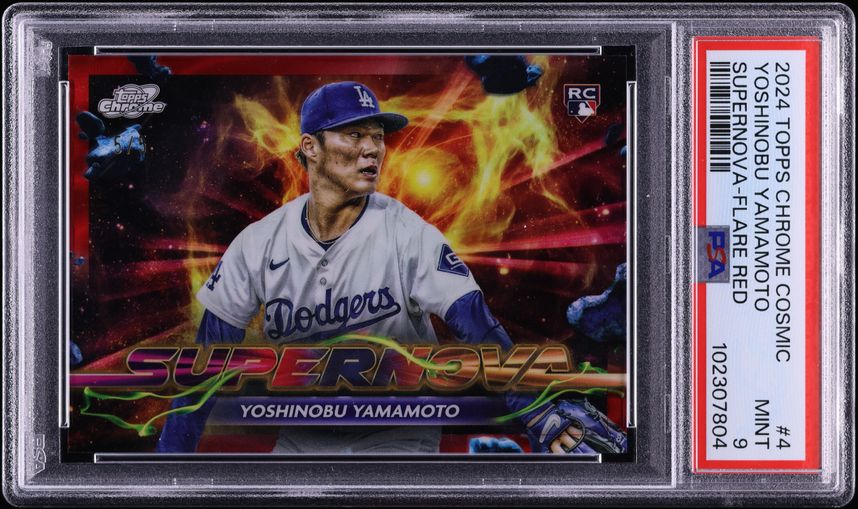 2024 Topps Chrome Cosmic Supernova Flare Red Yoshinobu Yamamoto RC