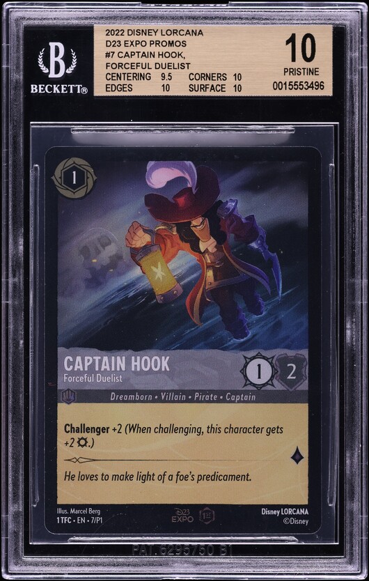 2022 Disney Lorcana Promo D23 Expo Captain Hook #7 BGS 10 PRISTINE