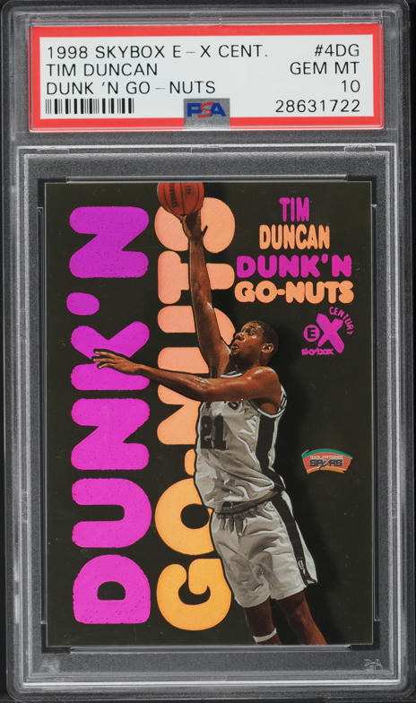 1998 Skybox E-X Century Dunk 'N Go-Nuts Tim Duncan #4DG PSA 10 GEM