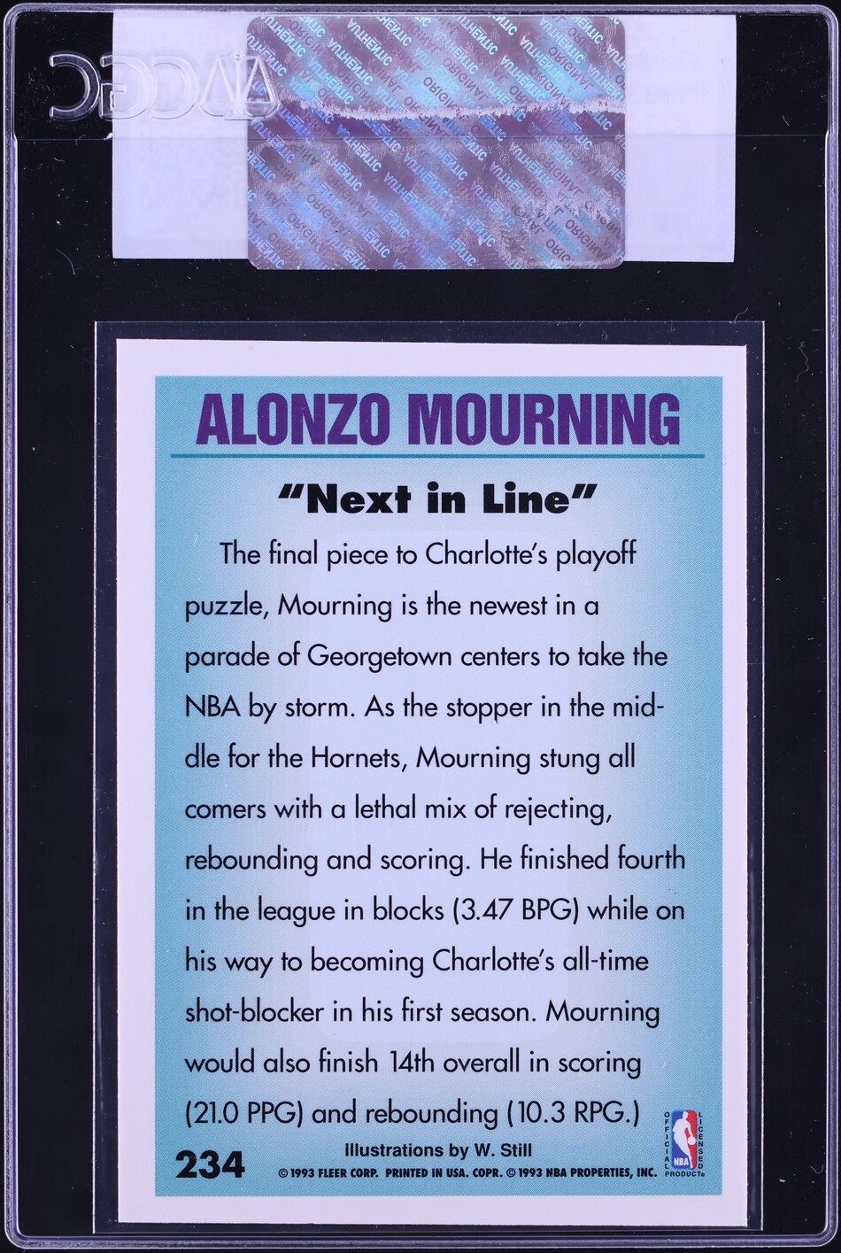 1993 Fleer Basketball Alonzo Mourning #234 CGC AUTH