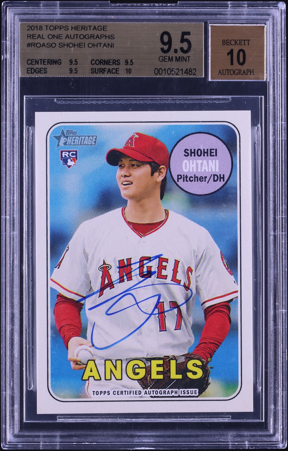 2018 Topps Heritage Real One Shohei Ohtani ROOKIE AUTO #ROA-SO BGS