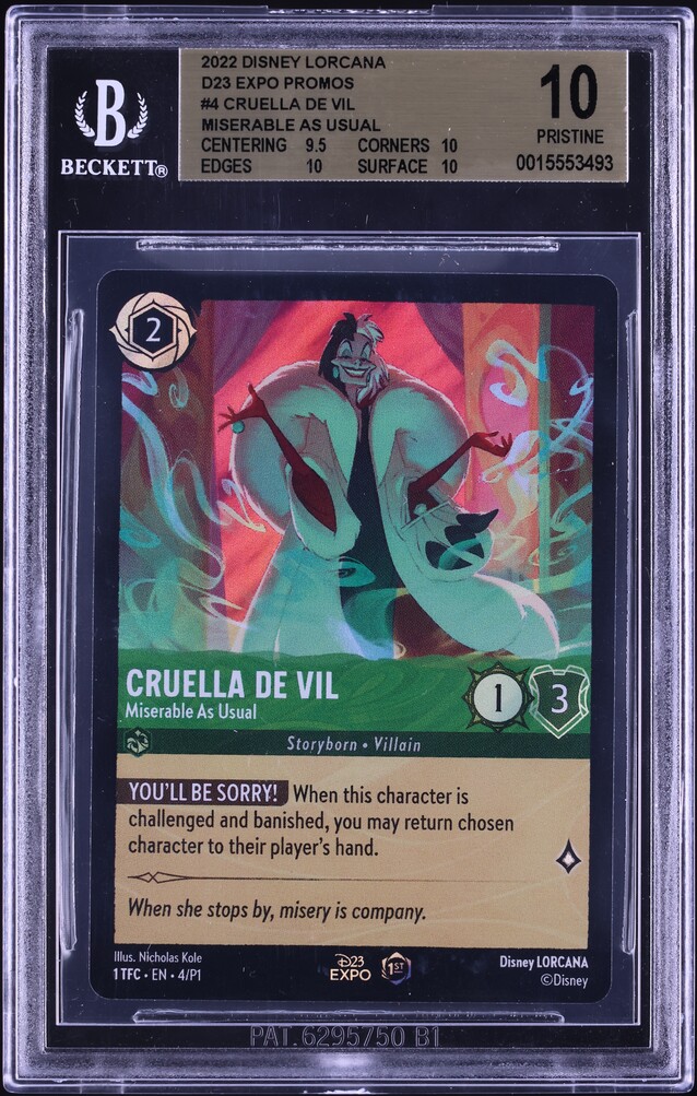 2022 Disney Lorcana Promo D23 Expo Cruella De Vil #4 BGS 10 PRISTINE