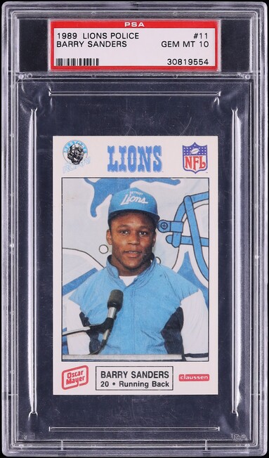 1989 Lions Police Barry Sanders ROOKIE #11 PSA 10 GEM MINT
