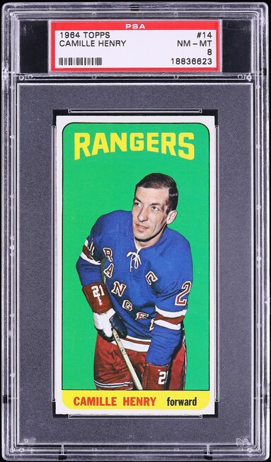 1964 Topps Hockey Camille Henry #14 PSA 8 NM-MT