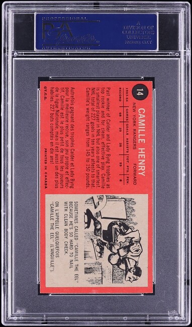 1964 Topps Hockey Camille Henry #14 PSA 8 NM-MT